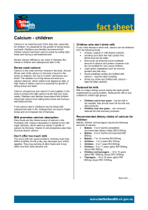 Calcium - children - Department of Education
