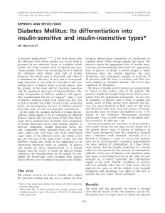 Diabetes Mellitus: Its differentiation into insulin