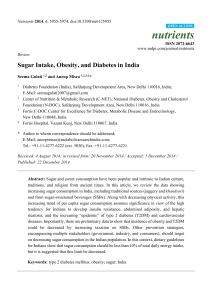 Sugar Intake, Obesity, and Diabetes in India