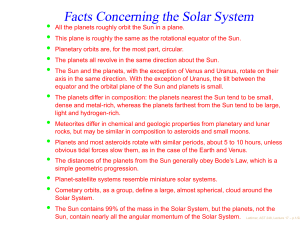 Facts Concerning the Solar System