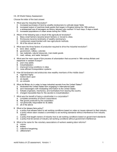 Ch. 25 World History Assessment Choose the letter of the best