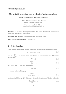 On a limit involving the product of prime numbers 1 Introduction