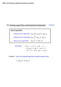 M301.U3.L8 Solving Logarithmic Equations.notebook