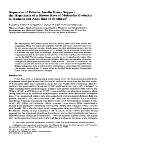 Sequences of Primate Insulin Genes Support