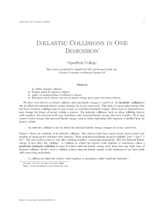 Inelastic Collisions in One Dimension