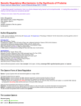 Genetic Regulatory Mechanisms in the Synthesis of Proteins