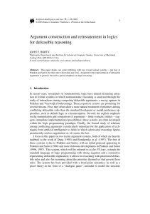 Argument construction and reinstatement in logics for
