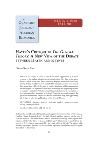 HAyEK`S CRITIQUE OF The General Theory