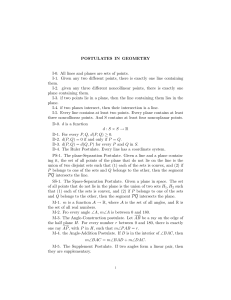 POSTULATES IN GEOMETRY I-0. All lines and planes are sets of