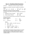 Sect 11.3 - Simplifying Radical Expressions