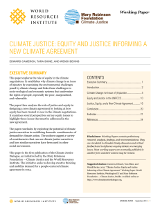 Climate Justice: Equity and Justice informing a new