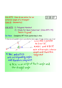 Aim #75: How do we solve for an exterior angle of a triangle? (Unit 8