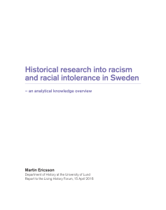 Historical research into racism and racial intolerance in Sweden