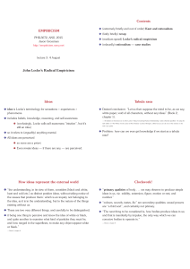 EMPIRICISM John Locke`s Radical Empiricism Contents Ideas