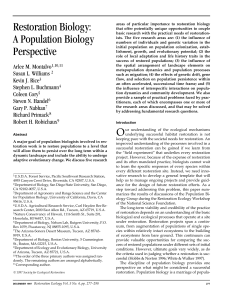 Restoration Biology: A Population Biology Perspective