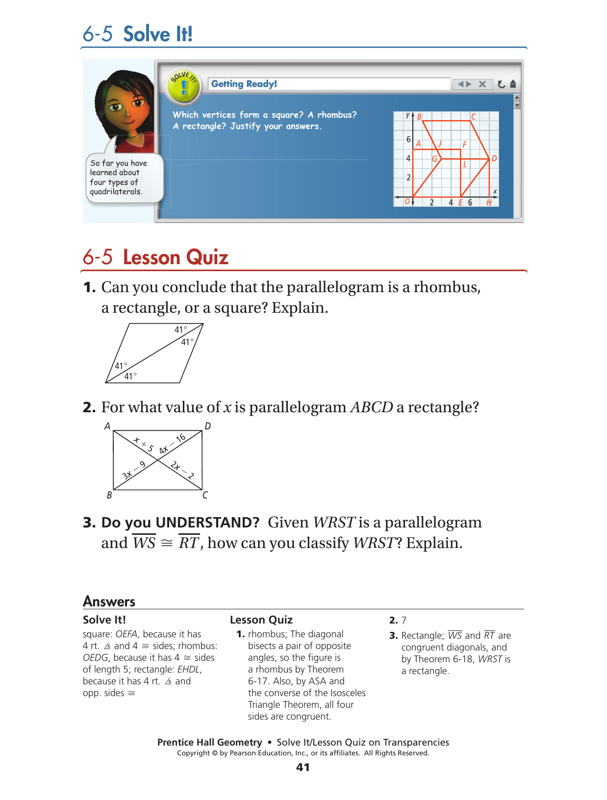 6 5 Lesson Quiz 6 5 Solve It