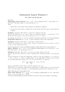 Mathematical Analysis Worksheet 8