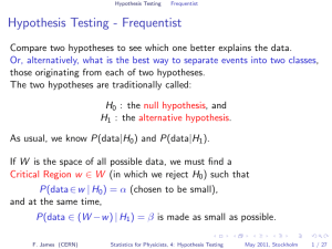 Statistics for Physicists, 4: Hypothesis Testing