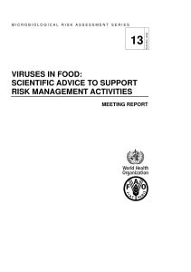 Viruses in food : scientific advice to support risk management