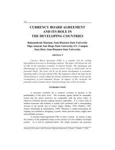 currency board agreement and its role in the developing countries