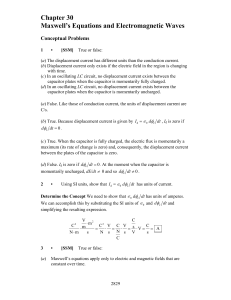 Chapter 30 Maxwell`s Equations and Electromagnetic Waves