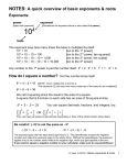 A quick overview of basic exponents and roots