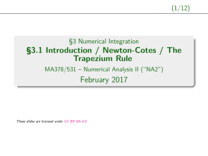 §3.1 Introduction / Newton-Cotes / The Trapezium Rule