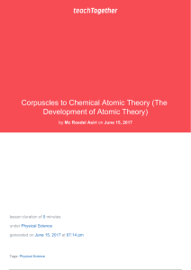 Corpuscles to Chemical Atomic Theory (The