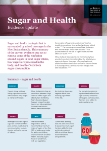 Sugar and Health - Evidence update