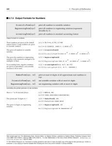 2.7.5 Output Formats for Numbers