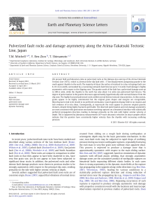 Pulverized fault rocks and damage asymmetry along the Arima