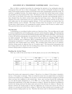 LOCATION OF A TELESEISMIC EARTHQUAKES – (Keith Priestley