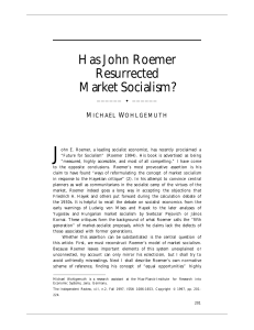 Has John Roemer Resurrected Market Socialism?