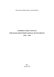 introductory note on the bank for international settlements 1930 – 1945