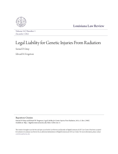 Legal Liability for Genetic Injuries From Radiation