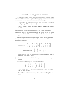 Lecture 2. Solving Linear Systems