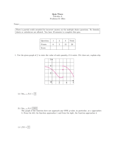 Quiz Three Calculus A Professor D. Olles Name - RIT