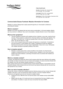 Communicable Disease Factsheet: Measles Information for Contacts