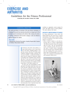 EXERCISE AND ARTHRITIS