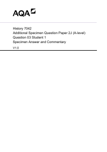 A-level History Additional Specimen answer and commentary