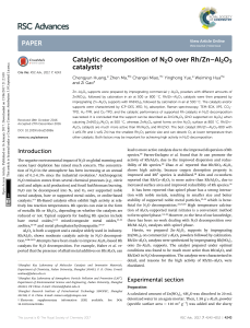 Catalytic decomposition of N2O over Rh/Zn–Al2O3 catalysts