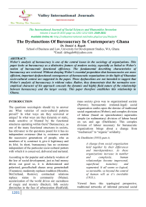 The Dysfunctions Of Bureaucracy In Contemporary Ghana