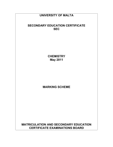sec chemistry may 2011 marking scheme