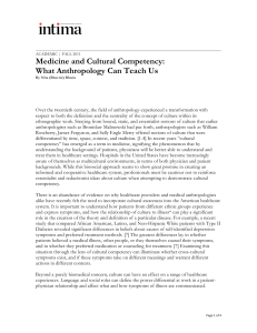 Medicine and Cultural Competency: What Medical Anthropology