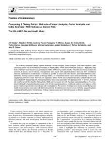 Comparing 3 Dietary Pattern Methods—Cluster Analysis, Factor