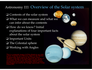 Astronomy 111 Overview of the Solar system