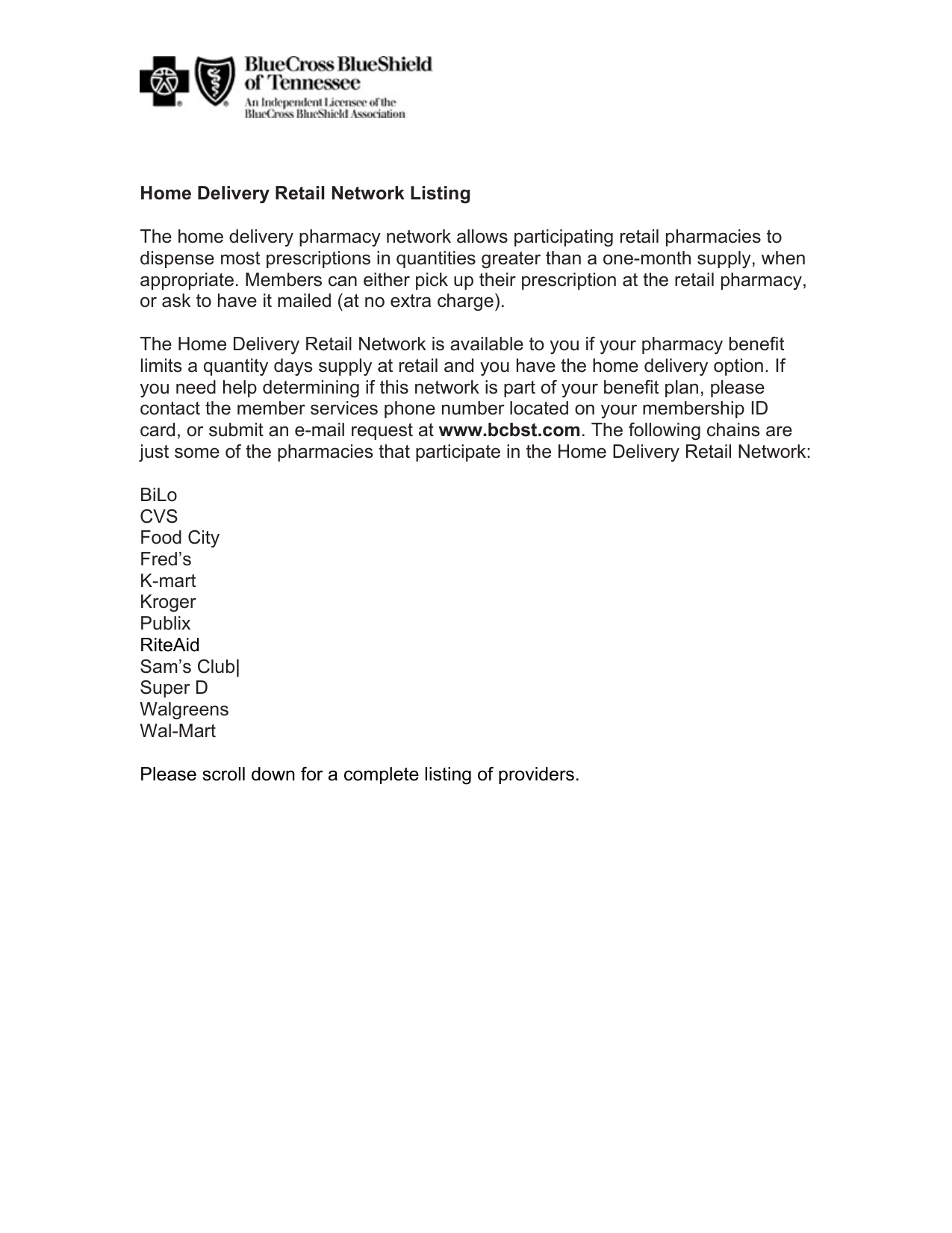 Home Delivery Retail Network Listing The Home Delivery Pharmacy
