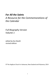 For All The Saints Bio Version - Anglican Church in Aotearoa, New
