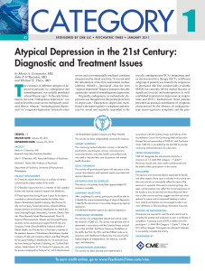 Atypical Depression in the 21st Century: Diagnostic and Treatment