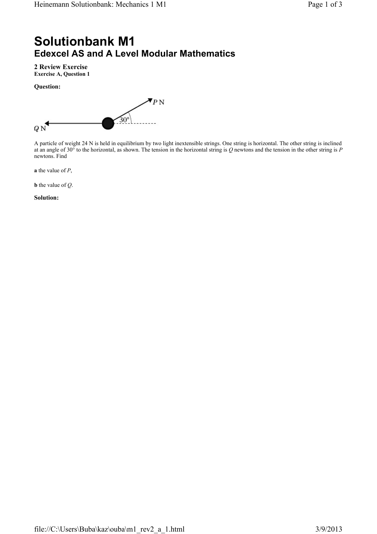 EDEXCEL M1 SOLUTION BANK PDF